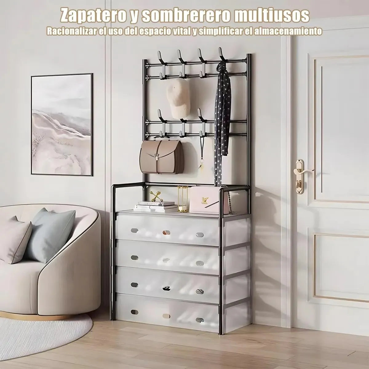 ORGANIZADOR MULTIUSOS 4 CAJONES + PERCHERO